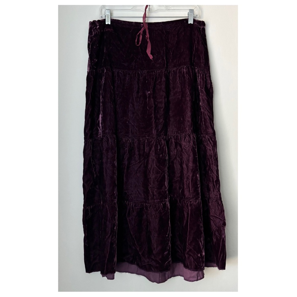 Petro Zillia Vintage Velvet Tiered Maxi Skirt Size Medium Purple Whimsigoth Flaw